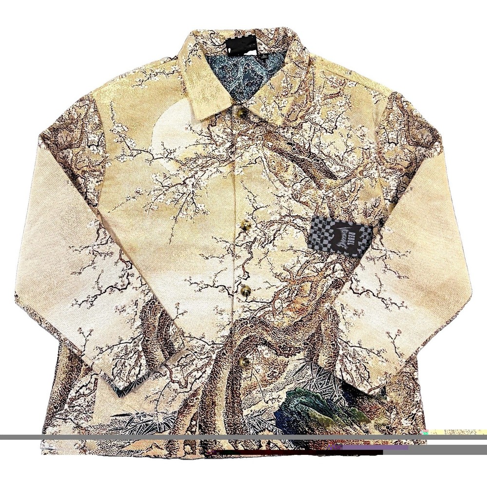 Rebel Vengeance Tapestry Jacket L NWT Cherry Blossom Moon Japanese Art Graphic